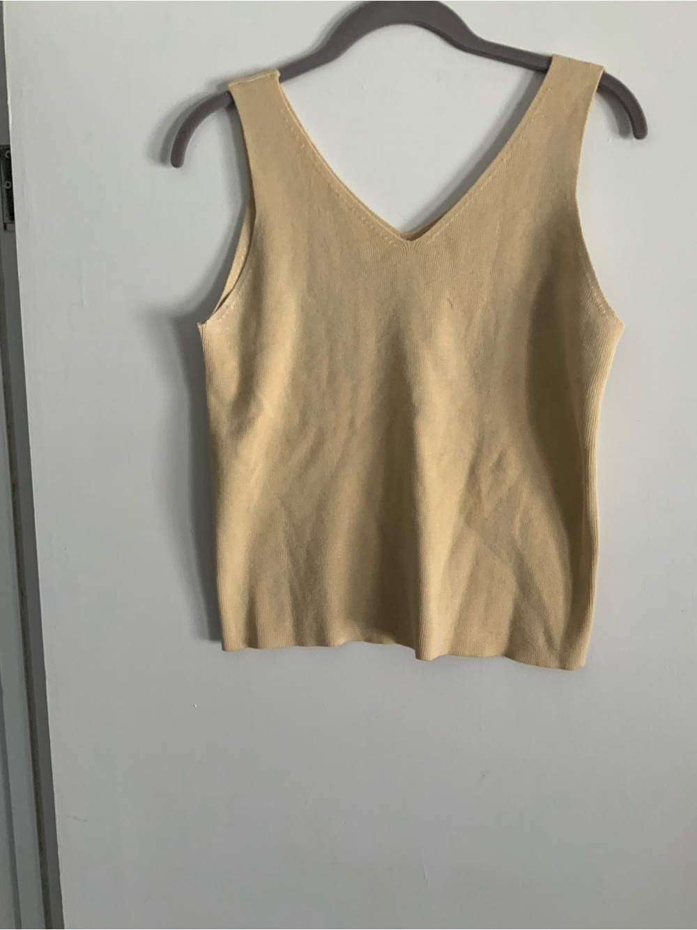 Tweeds V-Neck Knit Tank Top - Pale Yellow